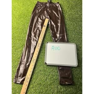 Shosho Brown Faux Leather Leggings shiny sheen biker moto NEW One size